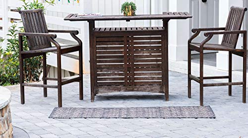 Unique Loom Outdoor Trellis Collection Area Rug - Tribal Trellis (2' x 6' 1" Runner, Charcoal Gray/ Natural) - color: Charcoal Gray/Natural, size: 2' x 6'1" (Runner)