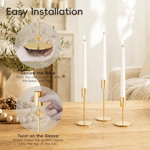 zeochyni Set of 54 French Gold Taper Candle Holder Bulks for Wedding, Party - color: French Gold, size: Set of 54