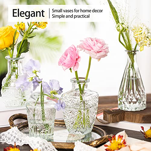 Clear Glass Bud Vases Set of 10, Small Flower Vases Wedding Decor - color: Clear