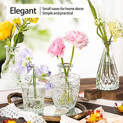 Clear Glass Bud Vases Set of 10, Small Flower Vases Wedding Decor - color: Clear