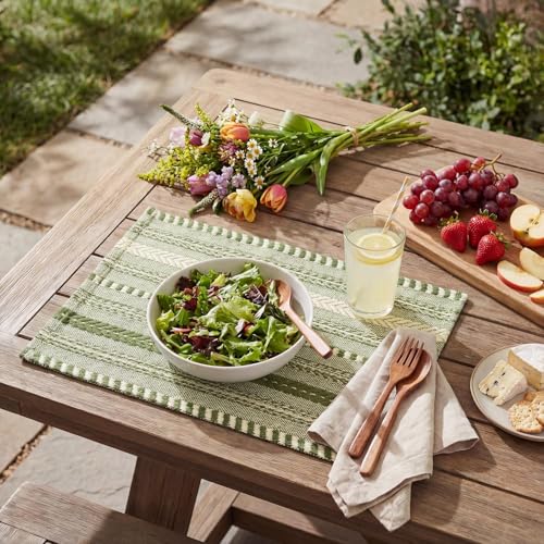 Artoid Mode Army Green Woven Braided Stripe Placemats Set of 6-12x18 Inch - color: Army Green, size: 12" x 18", 6 Pcs