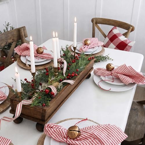 35.5 Inch Long Wooden Decorative Tray with Riser for Table Centerpiece