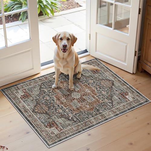 Roxstand 2x3 Washable Entryway Area Rug, Grey/Brown/Tan - color: Grey/Brown/Tan, size: 2'x3'(Runner)