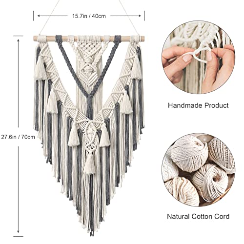 Dremisland Macrame Wall Hanging Boho Geometric Woven Tapestry Wall Decor - color: Grey