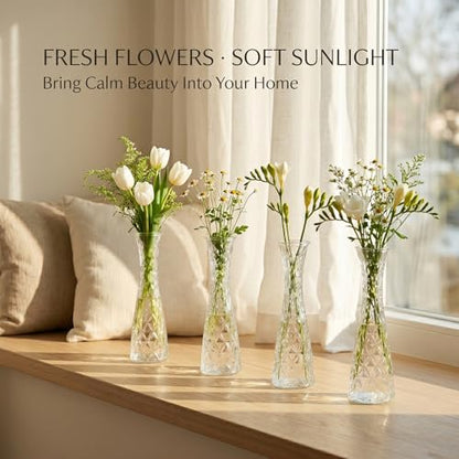 12 Pack Glass Bud Vases, Assorted Textured Clear Flower Vases Bulk - color: Clear