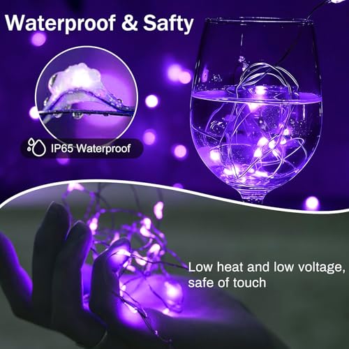 8 Pcs Purple Fairy Lights Waterproof 7Ft 20LED String Light - color: Purple, size: 8 PCS