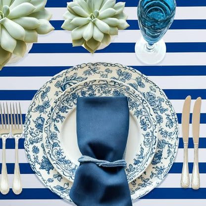 AmazingSpark Striped Table Runner Roll,Navy Blue,25' Long X 16" Wide - color: Navy Blue, size: 25' Long X 16" Wide