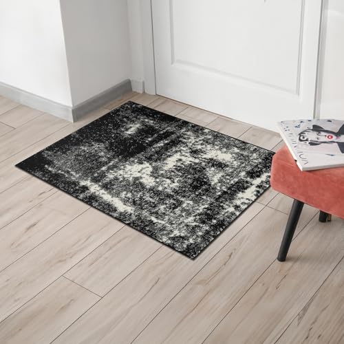 Keen Home Design Abstract Non-Shedding Entryway Rug, Soft Thick Pile, 2x3 - color: Abstract Black, size: 2' x 3' (Rectangular)