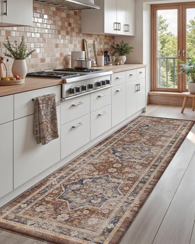 DEXI Kitchen Floor Mats Cushioned Anti Fatigue Runner Rug, 24x87 Reddish - color: Brown, size: 87"L x 24"W x 0.4"Th