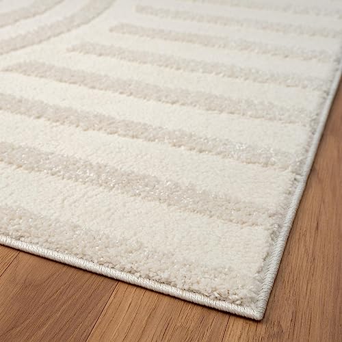 LUXE WEAVERS Modern Geometric High Low Area Rug Cream 8x10 - color: Cream, size: 8' x 10' (Rectangular)