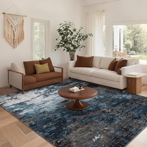 GarveeHome 4x6 Washable Area Rug Modern Abstract Blue Green - color: Mountain/Lake, size: 4' x 6'
