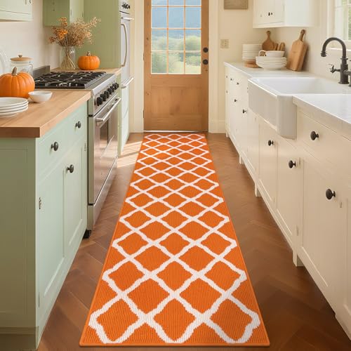 SHACOS Fall Runner Rug 2x8 ft Non Slip Washable Hallway Kitchen Rug Runner - color: Orange, size: 2' x 8'