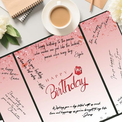 Crenics Red and Black Birthday Guest Sign in Book Alternative 18" x 12" - color: Black and Red