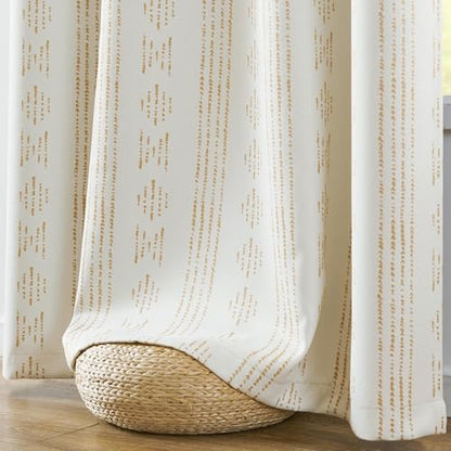 jinchan Boho Blackout Curtains 63 Inch Length for Bedroom Living Room - color: Boho | Taupe on Beige, size: 52"W x 63"L (Pack of 2)