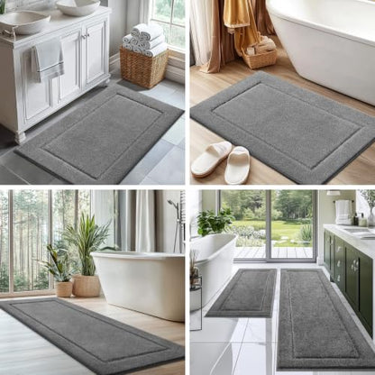 Bathroom Rug 24" x 60", Bath Mat, Runner Rug for Kitchen, Hallway - color: Grey, size: 24" x 60"