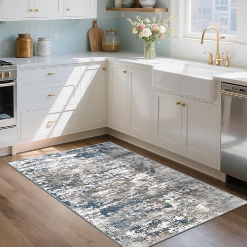 Small Area Rug 3x5 ft, Textured Non Slip Entryway Rug, Multi - color: Abstract-multi, size: 3' x 5' (Rectangular)