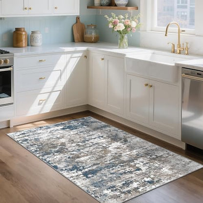 Small Area Rug 3x5 ft, Textured Non Slip Entryway Rug, Multi - color: Abstract-multi, size: 3' x 5' (Rectangular)