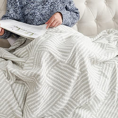 jinchan 100% Cotton Muslin Blanket Twin Boho Throw Blanket 50x60 Stone Gray - color: B. Square Grey, size: 50"x60"