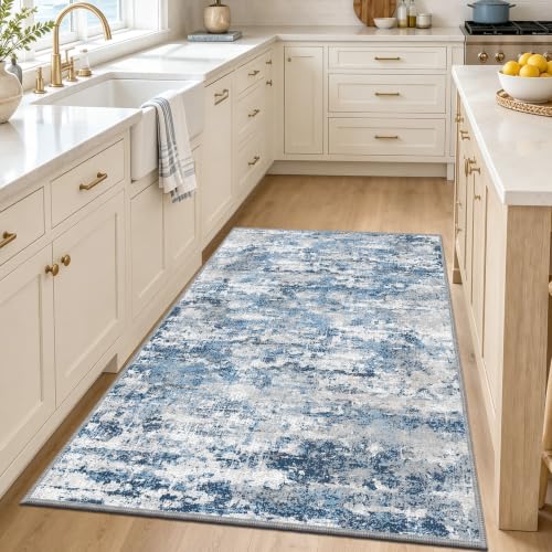 Small Area Rug 3x5ft,Textured Non Slip Entryway Rug,Ocean Blue - color: Abstract- Ocean Blue, size: 3' x 5' (Rectangular)