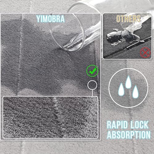 Yimobra Large Memory Foam Bathroom Mat Set, 44 x 24 & 24 x 17 in, Gray - color: Grey, size: 44x24+24x17 Inch