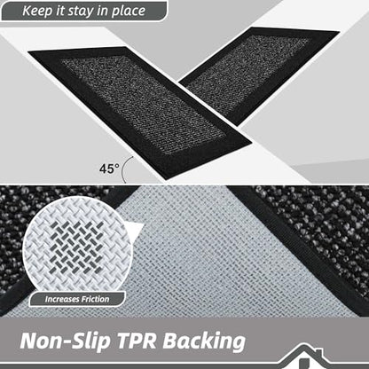 BEQHAUSE Kitchen Rugs 24"x36", Non Slip Kitchen Floor Mats Washable, Black - color: Black, size: 24" X 36" (Rectangular)