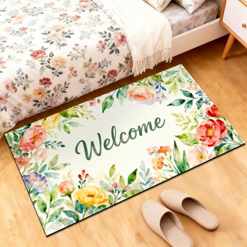 Summer Door Mat,30" Colorful Summer Welcome Mat,Thick Rubber Backing-Gift