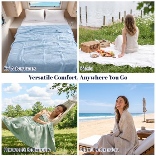 PHF Lightweight 100% Cotton Waffle Throw Blanket for Couch, Pearl Gray - color: 20 Pearl Gray, size: Throw(50"x60")