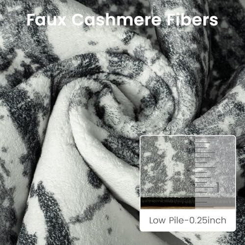 Merelax 6x9 Black White Washable Area Rug Non-Slip Faux Wool Abstract Rug - color: Black White, size: 6' x 9'(72''x108'')