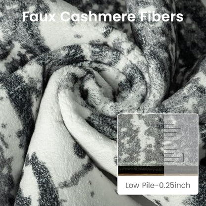 Merelax 6x9 Black White Washable Area Rug Non-Slip Faux Wool Abstract Rug - color: Black White, size: 6' x 9'(72''x108'')