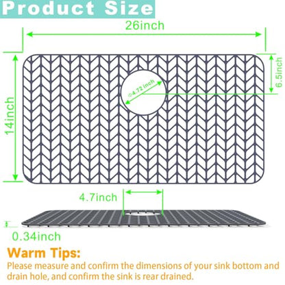 AWOKE Silicone Sink Protectors for Kitchen Sink, 26x14in Rear Drain - size: 26 x 14 Rear Drain