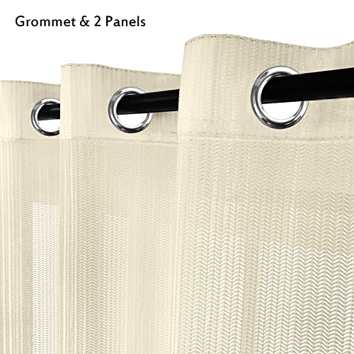 2 Panels Set Sheer Curtains 84 inch Length Beige 52" W x 84" L - color: Beige, size: 52"W x 84"L (Pack of 2)