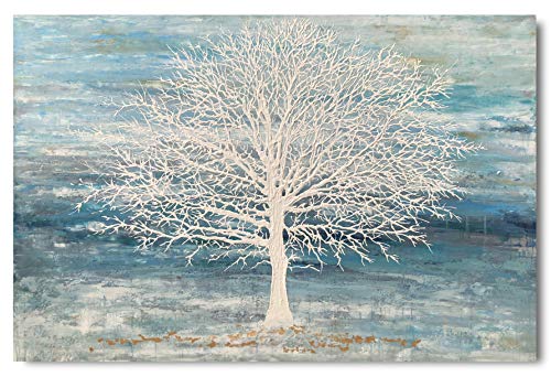Yihui Arts Abstract Landscape Canvas Art Modern Paintings for Wall Decor Nature Trees Print Artwork - color: Blue Tree, size: 40"L x 28"W