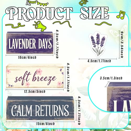 Spring Decoration For Home Wooden Lavender Tiered Tray Decor Rustic Spring Block Sign with Lavender Farmhouse Tabletop Spring Decor Centerpiece for Tables Seasonal Home Easter Decor - style: Lavender