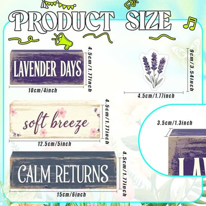 Spring Decoration For Home Wooden Lavender Tiered Tray Decor Rustic Spring Block Sign with Lavender Farmhouse Tabletop Spring Decor Centerpiece for Tables Seasonal Home Easter Decor - style: Lavender