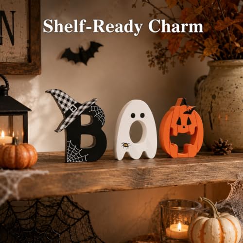 3 Pcs Boo Sign Halloween Table Tiered Tray Shelf Desk Home Decor