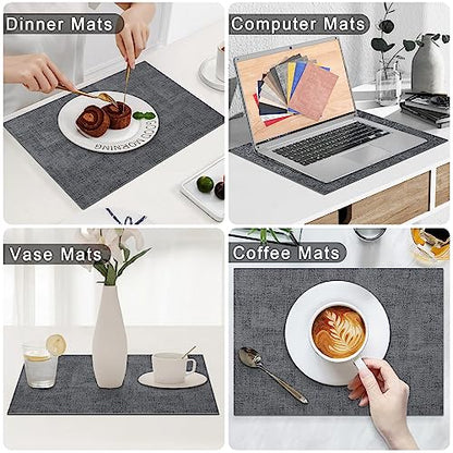 Homaxy PU Faux Leather Placemats for Dining Table, Set of 6, Dark Grey - color: Dark Grey