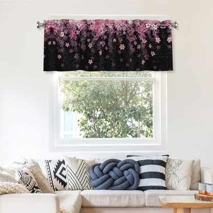 Cherry Blossom Curtain Valance 54x18 Inches Window Treatment Rod Pocket Valance for Kitchen Bathroom Bedroom - color: Cherry Blossom