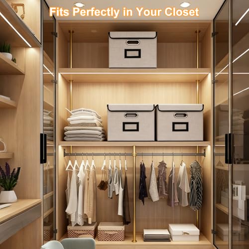 Large Square Storage Bin with Lid, Foldable Organizer Box with Handles & Label Design, for Office, Closet, Home, Documents, Grey, 12.20 x 10.63 x 10.63 Inches, 1 Pack - color: Grey, style: Square - 1 Pack