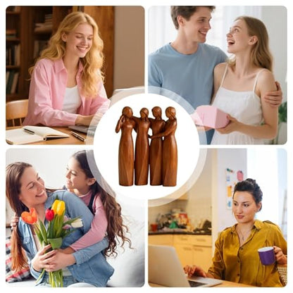 4 Sisters Friendship Resin Figurines Statue - Friend Birthday for Women | Resin Friendship Decoration | Statue Decor | for Display Desk Bedside Workplace Living Room Tea Table Dorm Apartment