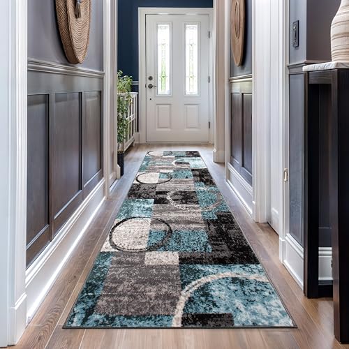 Rugshop Circle Design Contemporary Non-Shedding Runner Rug Gray 2'7" x 12' - color: Grey, size: 2'7" x 12' (Runner)