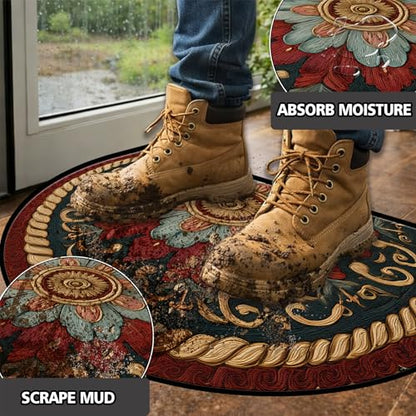 Half Round Door Mat 24"x36", Non-Slip Indoor Entryway Rug, Washable - color: Multicolor-4
