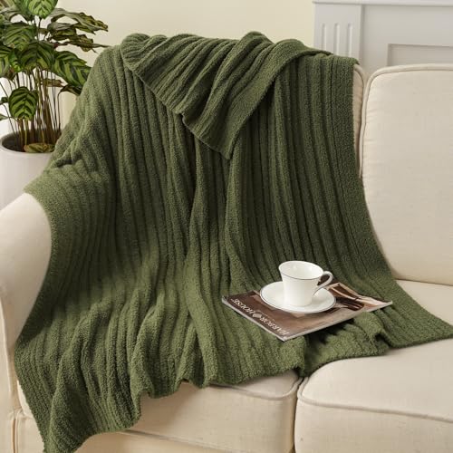 Battilo Olive Green Throw Blankets for Couch, Soft Throw Blanket, 50"x60" - color: Olive Green, size: 50"x60"
