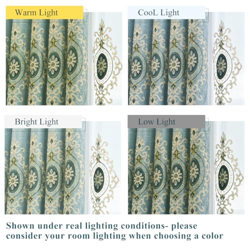 VOGOL Simple Chenille Jacquard Blackout Window Elegance Curtains/Drapes/Panels/Treatments for Bedroom Living Room,Top Grommets, Two Panels, W54 x L96 inch - color: Blue-curtain, size: 54"W x 96"L (Pack of 2)