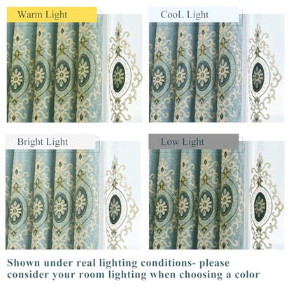 VOGOL Simple Chenille Jacquard Blackout Window Elegance Curtains/Drapes/Panels/Treatments for Bedroom Living Room,Top Grommets, Two Panels, W54 x L96 inch - color: Blue-curtain, size: 54"W x 96"L (Pack of 2)