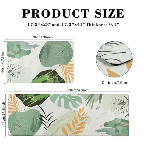 Homcomoda Kitchen Rugs Sets of 2 Cushioned Anti Fatigue Kitchen Mats Sets 2 Piece Kitchen Floor Mats Green Non Slip Waterproof Standing Mat for Kitchen,Sink,Office - color: B Green, size: 17.3"x28"+17.3"x47"/0.4inch