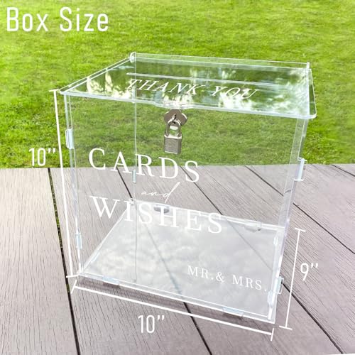 Clear Acrylic Card Box with Slot & Lock, DIY Large Wedding Card Boxes for Reception, Elegant Money Envelop Gift Cards Box for Party Wedding Birthday Baby Shower Graduation Table Decor - style: Clear