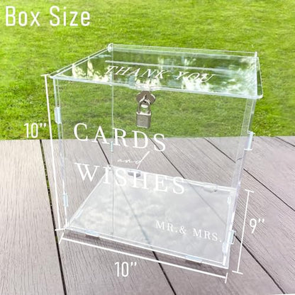 Clear Acrylic Card Box with Slot & Lock, DIY Large Wedding Card Boxes for Reception, Elegant Money Envelop Gift Cards Box for Party Wedding Birthday Baby Shower Graduation Table Decor - style: Clear