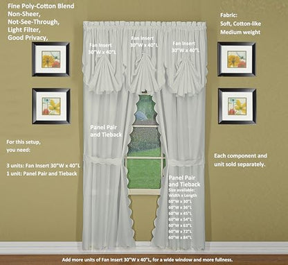 Today's Curtain, Orleans Scallop Curtain, White 84" Panel Pair and Tieback,4-Piece-Set, 60" W x 84" L, White - color: White, size: 60"W x 84"L (Pack of 1)