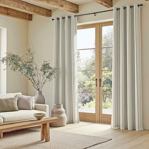 MYSKY HOME Striped Linen Curtains 100% Blackout 84 Inches Long,2 Panels - color: B-dark Grey /Blackout, size: 52"W x 84"L (Pack of 2)