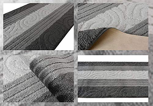 3 Ft Gray Entryway Kitchen Bath Rug Mat, Non Slip Washable, Soft - color: Anthracite Scroll, size: 2'2" x 3' (Rectangular)